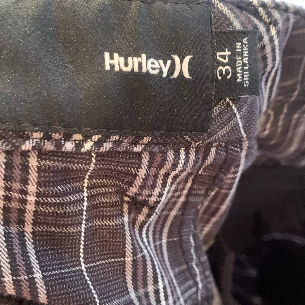 Hurley Men’s Black Plaid Shorts Size 34 Inseam 10”